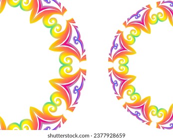 Luxurious couple double batik ethnic dayak flowers line art mandala circle gradient background for aesthetic presentation 