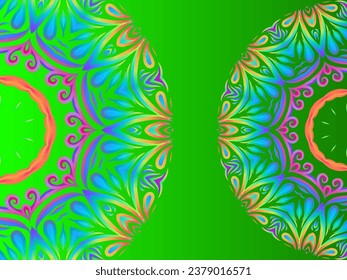 Lujosa pareja doble batik étnico flores dárak línea arte mandala fondo de gradiente de círculo para presentación estética 