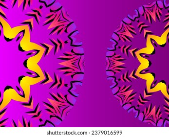 Luxurious couple double batik ethnic dayak flowers line art mandala circle gradient background for aesthetic presentation
