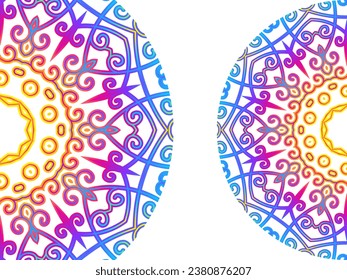 Luxurious couple double batik Java ethnic dayak flowers line art circle gradient background for aesthetic presentation
