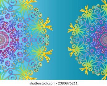 Luxurious couple double batik Java ethnic dayak flowers line art circle gradient background for aesthetic presentation
