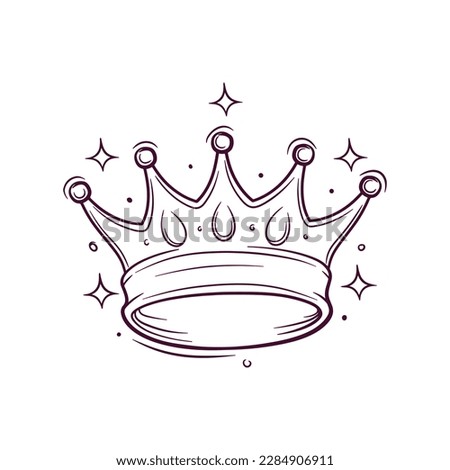 Luxurious Crown. Hand Drawn Vector Illustration