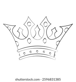 Luxurious crown in linear style. Vector illustration with transparent background.