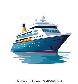 Luxurious cruise ship vector art on white background