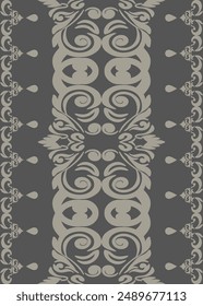 The luxurious damask pattern in mole grey features seamless design with intricate details. for various applications including wallpapers, fabrics. Enhance the elegance of your work .