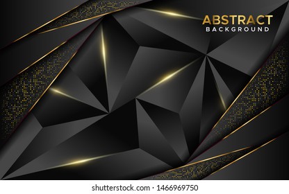 Luxurious dark abstract mosaic background with golden lines. Decorative element for design.