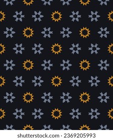 Luxurious dark art seamless pattern. Art forms are grouped and arranged in a specific order. Vector image for print, textile, packaging, interior design and your other projects.