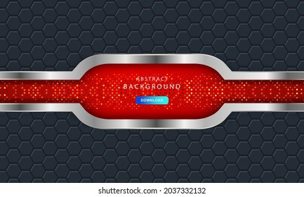 Luxurious dark background with carbon fiber hexagon texture. Modern background with metal lines. Abstract futuristic luxury red background.
