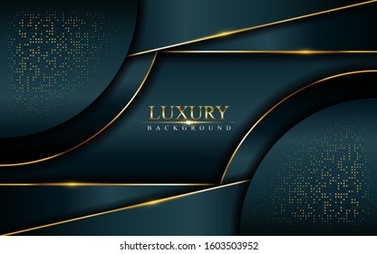 Luxurious dark background combine with golden lines and textured overlap layer design