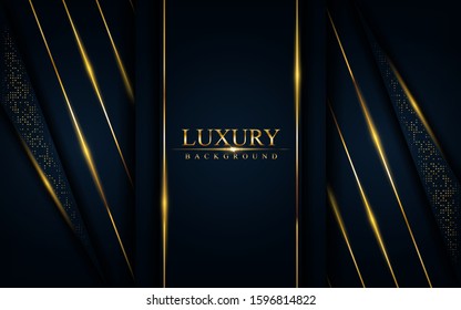 Luxurious dark background with glitter and golden lines. Abstract background design