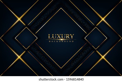 Luxurious dark background with glitter and golden lines. Abstract background design