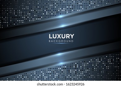 luxurious dark background with glitters dots and overlap layer. abstract modern background. editable eps 10 vector.
