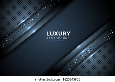 luxurious dark background with glitters dots and overlap layer. abstract modern background. editable eps 10 vector.