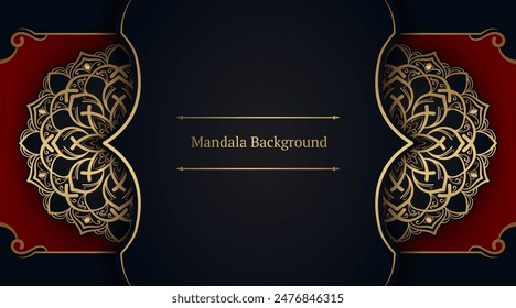 Luxurious dark background, with gold mandala ornaments