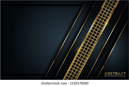 Luxurious dark background with golden line element. Elegant background design