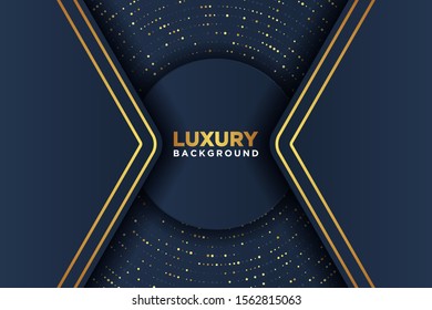 luxurious dark background with golden line. Graphic design template for invitation, cover, background.