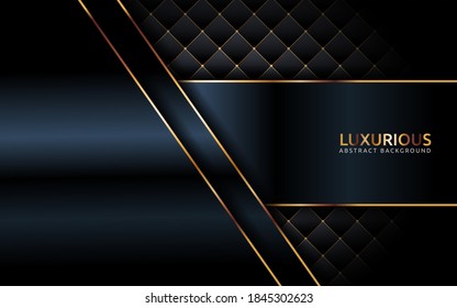 Luxurious dark background with golden lines and geometric abstract shape combination.