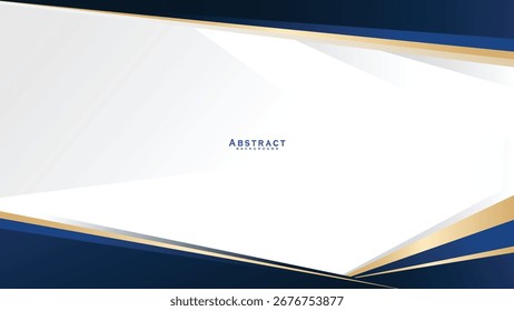 Lujosa Plantilla abstracta azul oscuro con fondo premium y líneas de iluminación doradas sobre un fondo blanco. Diseño lujoso y elegante. Ilustración vectorial.