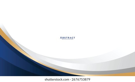 Lujosa Plantilla abstracta azul oscuro con fondo premium y líneas de iluminación doradas sobre un fondo blanco. Diseño lujoso y elegante. Ilustración vectorial.