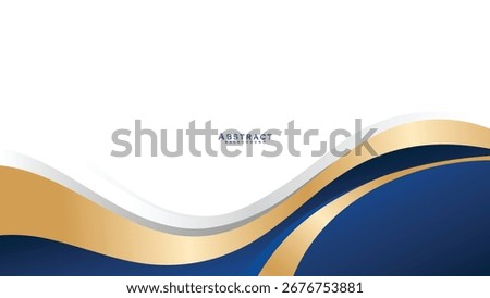 Luxurious dark blue abstract template with premium background and gold lighting lines on a white background. Luxurious and elegant design. Vector illustration.