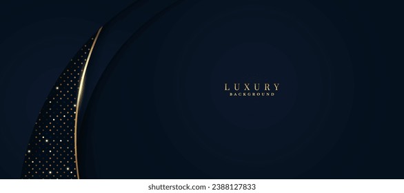 Luxurious dark blue background with sparkling gold and glitter. modern elegant abstract background