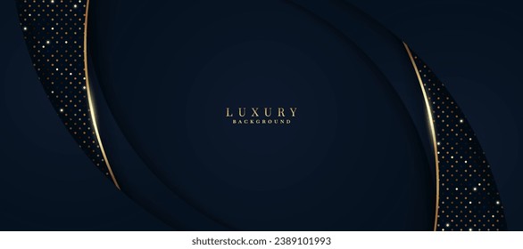 Luxurious dark blue background with sparkling gold and glitter. modern elegant abstract background