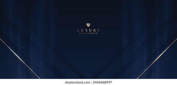 Luxurious dark blue background with sparkling gold and glitter. modern elegant abstract background