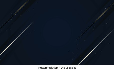 Luxurious dark blue background with sparkling gold and glitter. modern elegant abstract background