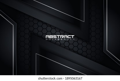 Luxurious Dark Combine with Metallic Lines. Long Horizontal Background Design.