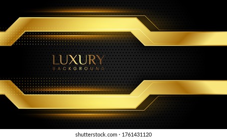 Luxurious dark & gold background. Modern elegant layout design with stylish golden abstract line. vector illustration.