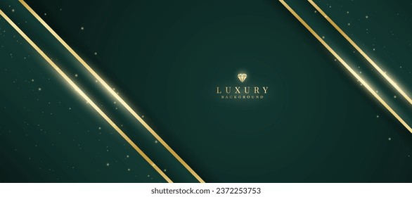 Luxurious dark green background with sparkling gold lines design.