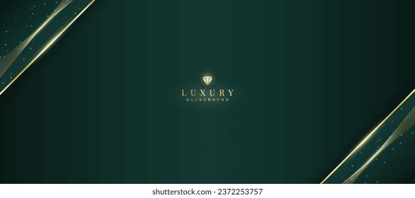 Luxurious dark green background with sparkling gold lines design.