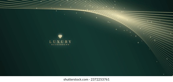 Luxurious dark green background with sparkling gold lines design.