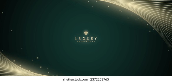 Luxurious dark green background with sparkling gold lines design.