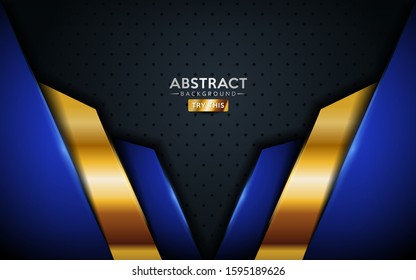 Luxurious dark navy background with blue and golden lines
