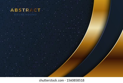 luxurious dark navy background combination with golden shape. elegant modern background. eps vector