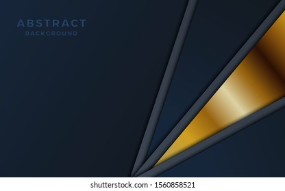 luxurious dark navy background combination with golden shape. elegant modern background. eps vector