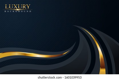 luxurious dark navy blue background with golden lines. Elegant modern background design