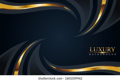 luxurious dark navy blue background with golden lines. Elegant modern background design