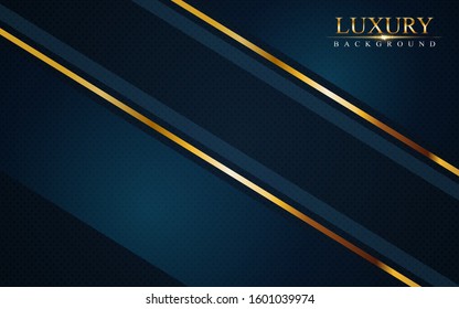 luxurious dark navy blue background with golden lines. Elegant modern background design