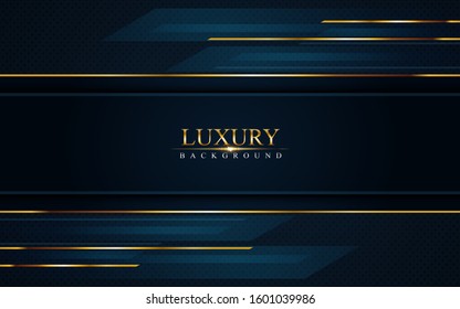 luxurious dark navy blue background with golden lines. Elegant modern background design