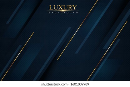 luxurious dark navy blue background with golden lines. Elegant modern background design