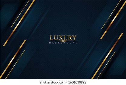 luxurious dark navy blue background with golden lines. Elegant modern background design