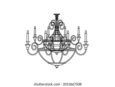 Diseño vectorial de boceto lujoso decorativo de lámparas para sala de estar
