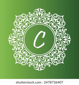Luxurious decorative letter initials logo decorated with carvings