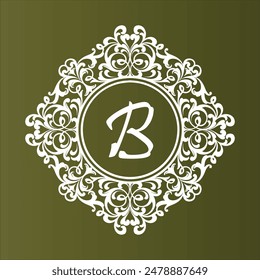 Lujoso logotipo decorativo de iniciales de letras decorado con tallas