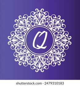 Luxurious decorative letter initials logo decorated with carvings