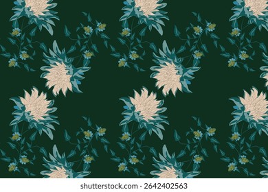 Luxurious, deep-toned florals with intricate details on black backgrounds, perfect for high-end fashion and statement home decor.