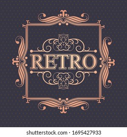 Borde de diseño lujoso, retro с plantilla aligráfica vectorial florece el borde, Decoraciones elegantes líneas reales, ilustración vectorial