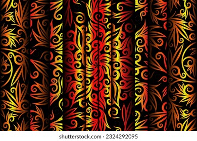 luxurious design colourful flowers line art pattern of indonesian culture traditional  batik ethnic dayak for background wallpaper textile or fashion